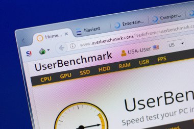 Ryazan, Rusya - 16 Haziran 2018: Userbenchmark ana web sitesi Pc, url - Userbenchmark.com görüntüleme