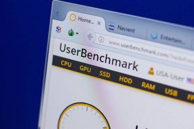 Ryazan, Rusya - 16 Haziran 2018: Userbenchmark ana web sitesi Pc, url - Userbenchmark.com görüntüleme