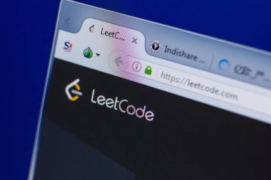 Ryazan, Rusya - 16 Haziran 2018: Leetcode ana web sitesi Pc, url - Leetcode.com görüntüleme