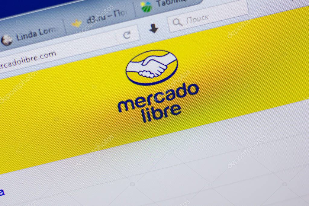 Ryazan, Russia - June 16, 2018: Homepage of MercadoLibre website on the display of PC, url - MercadoLibre.com