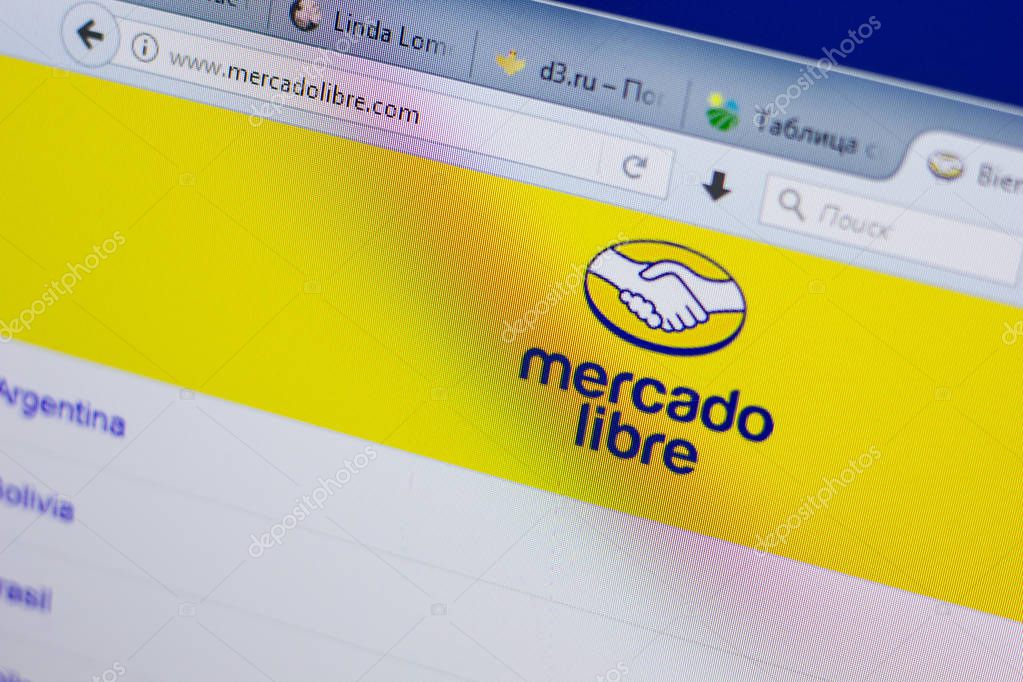 Ryazan, Russia - June 16, 2018: Homepage of MercadoLibre website on the display of PC, url - MercadoLibre.com