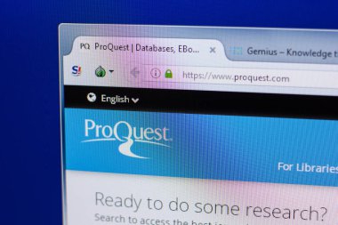 Ryazan, Rusya - 16 Haziran 2018: Proquest ana web sitesi Pc, url - Proquest.com görüntüleme