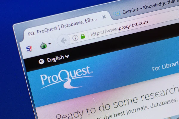 Ryazan, Rusya - 16 Haziran 2018: Proquest ana web sitesi Pc, url - Proquest.com görüntüleme