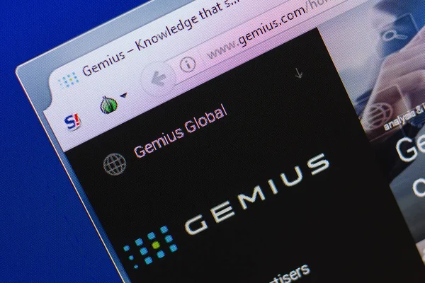 Ryazan, Rusya - 16 Haziran 2018: Gemius ana web sitesi Pc, url - Gemius.com görüntüleme
