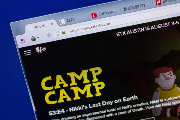 Ryazan, Rusya - 16 Haziran 2018: Roosterteeth ana web sitesi Pc, url - Roosterteeth.com görüntüleme