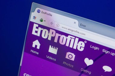 Ryazan, Rusya - 17 Haziran 2018: Eroprofile ana web sitesi Pc, url - Eroprofile.com görüntüleme
