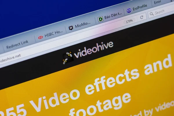 Ryazan, Rusya - 17 Haziran 2018: Videohive ana web sitesi Pc, url - Videohive.net görüntüleme