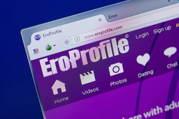Ryazan, Rusya - 17 Haziran 2018: Eroprofile ana web sitesi Pc, url - Eroprofile.com görüntüleme