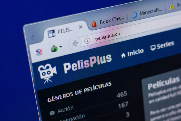 Ryazan, Rusya - 17 Haziran 2018: Pelisplus ana web sitesi Pc, url - Pelisplus.co görüntüleme