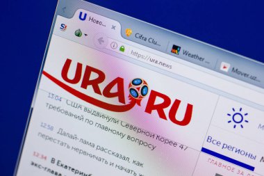 Ryazan, Rusya - 17 Haziran 2018: Ura ana web sitesi Pc, url - Ura.news görüntüleme