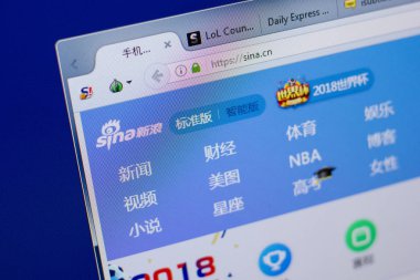 Ryazan, Rusya - 17 Haziran 2018: Sina ana web sitesi Pc, url - Sina.cn görüntüleme