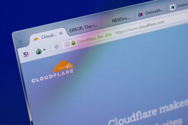 Ryazan, Rusya - 17 Haziran 2018: Cloudflare ana web sitesi Pc, url - Cloudflare.com görüntüleme
