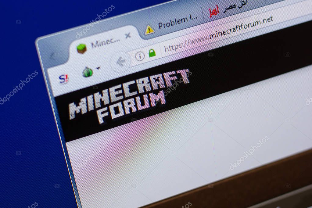 Ryazan, Russia - June 17, 2018: Homepage of Minecraft Forum website on the display of PC, url - MinecraftForum.net
