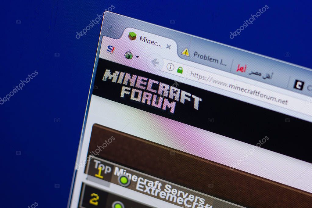 Ryazan, Russia - June 17, 2018: Homepage of Minecraft Forum website on the display of PC, url - MinecraftForum.net