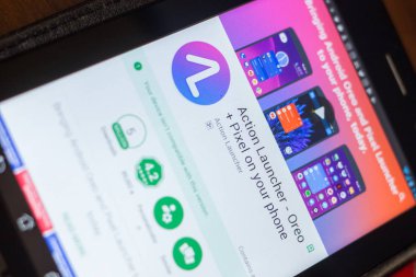 Ryazan, Rusya - 16 Mayıs 2018: Eylem Launcher mobil uygulaması Tablet Pc ekranda