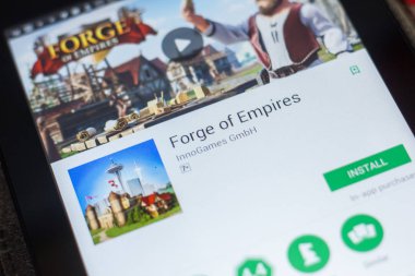 Ryazan, Rusya - 16 Mayıs 2018: Of Empires Forge mobil uygulaması Tablet Pc ekranda