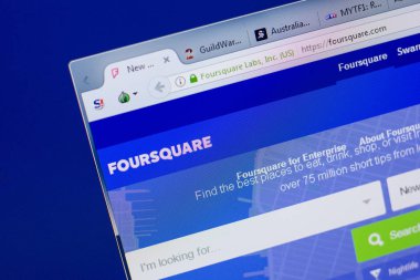 Ryazan, Rusya - 17 Haziran 2018: Oturaklı ana web sitesi Pc, url - Foursquare.com görüntüleme