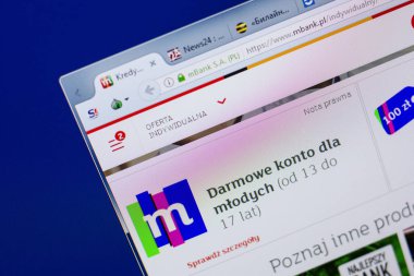 Ryazan, Rusya - 17 Haziran 2018: Mbank ana web sitesi Pc, url - Mbank.pl görüntüleme