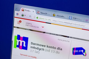 Ryazan, Rusya - 17 Haziran 2018: Mbank ana web sitesi Pc, url - Mbank.pl görüntüleme