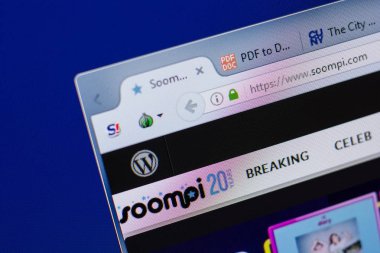 Ryazan, Rusya - 17 Haziran 2018: Soompi ana web sitesi Pc, url - Soompi.com görüntüleme