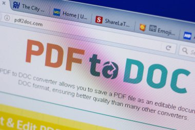 Ryazan, Rusya - 17 Haziran 2018: Pdf2doc ana web sitesi Pc, url - Pdf2doc.com görüntüleme