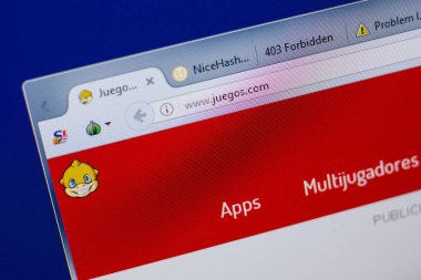 Ryazan, Rusya - 17 Haziran 2018: Juegos ana web sitesi Pc, url - Juegos.com görüntüleme