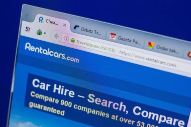 Ryazan, Rusya - 17 Haziran 2018: Rentalcars ana web sitesi Pc, url - Rentalcars.com görüntüleme
