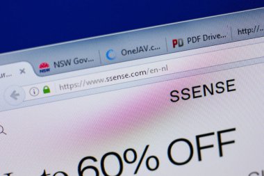 Ryazan, Rusya - 17 Haziran 2018: Ssense ana web sitesi Pc, url - Ssense.com görüntüleme
