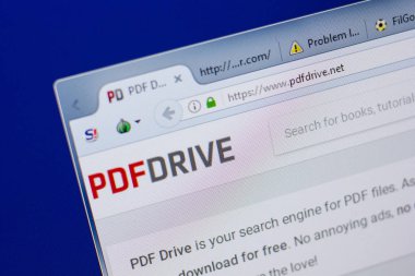 Ryazan, Rusya - 17 Haziran 2018: Pdfdrive ana web sitesi Pc, url - Pdfdrive.net görüntüleme