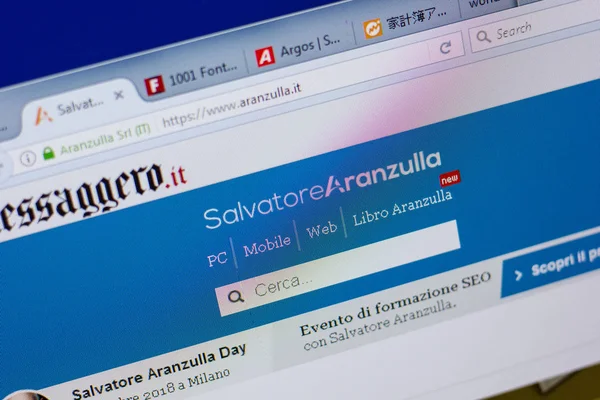 Ryazan, Rusya - 17 Haziran 2018: Aranzulla ana web sitesi Pc, url - Aranzulla.it görüntüleme