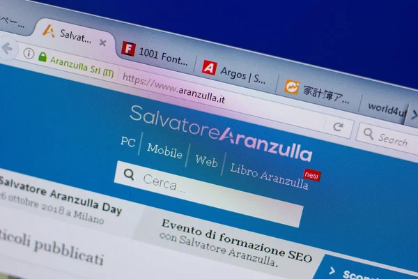 Ryazan, Rusya - 17 Haziran 2018: Aranzulla ana web sitesi Pc, url - Aranzulla.it görüntüleme