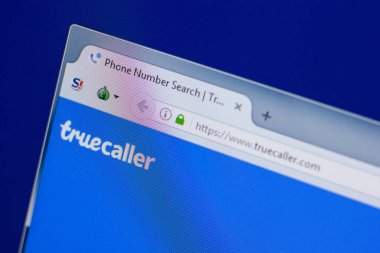 Ryazan, Rusya - 17 Haziran 2018: Truecaller ana web sitesi Pc, url - Truecaller.com görüntüleme
