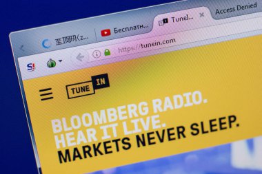 Ryazan, Rusya - 17 Haziran 2018: Tunein ana web sitesi Pc, url - Tunein.com görüntüleme