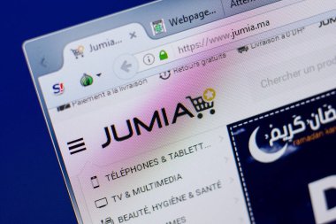 Ryazan, Rusya - 17 Haziran 2018: Jumia ana web sitesi Pc, url - Jumia.ma görüntüleme