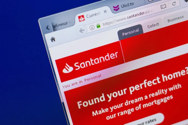Ryazan, Rusya - 17 Haziran 2018: Santander ana web sitesi Pc, url - Santander.co.uk görüntüleme