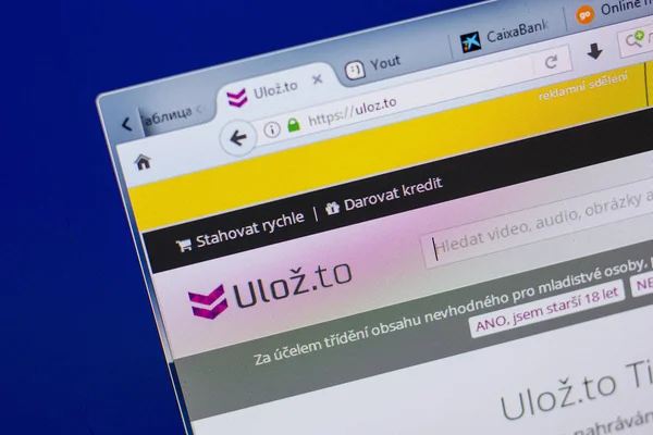 Ryazan, Rusya - 17 Haziran 2018: Uloz ana web sitesi Pc, url - Uloz.to görüntüleme