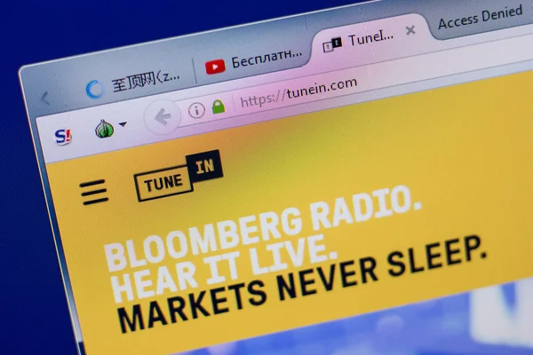 Ryazan, Rusya - 17 Haziran 2018: Tunein ana web sitesi Pc, url - Tunein.com görüntüleme