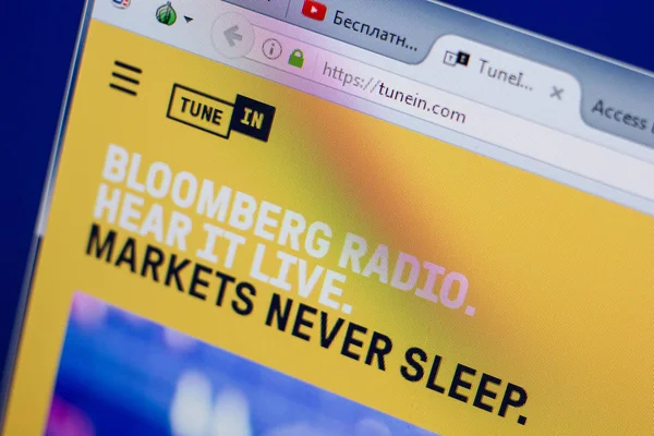 Ryazan, Rusya - 17 Haziran 2018: Tunein ana web sitesi Pc, url - Tunein.com görüntüleme