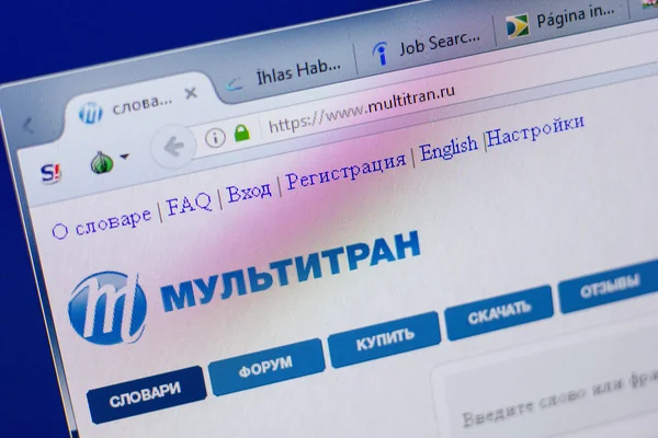 Ryazan, Rusya - 17 Haziran 2018: Multitran ana web sitesi Pc, url - Multitran.ru görüntüleme