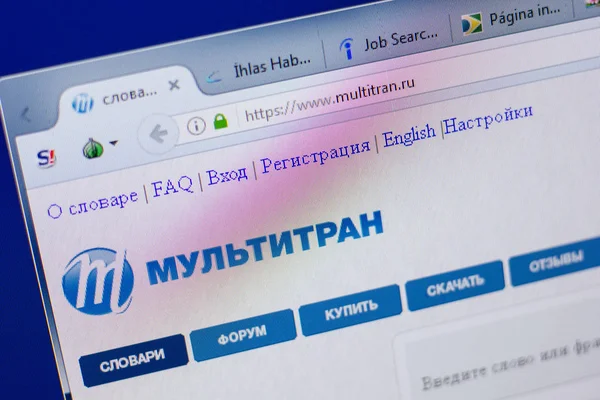 러시아 2018 Multitran의 홈페이지 웹사이트 Url Multitran Pc의 디스플레이에 — 스톡 사진