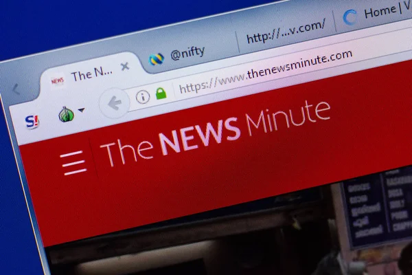 Ryazan, Rusya - 17 Haziran 2018: Thenewsminute ana web sitesi Pc, url - Thenewsminute.com görüntüleme