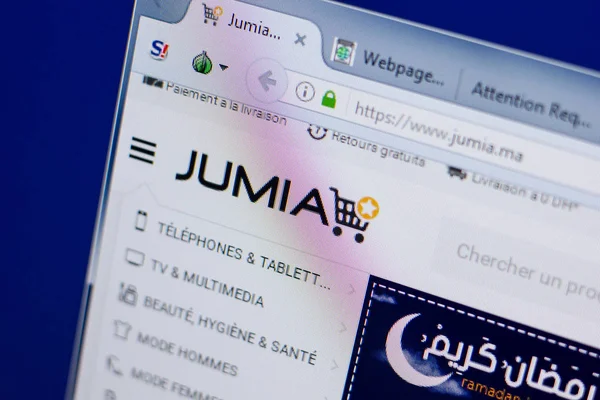 Ryazan, Rusya - 17 Haziran 2018: Jumia ana web sitesi Pc, url - Jumia.ma görüntüleme