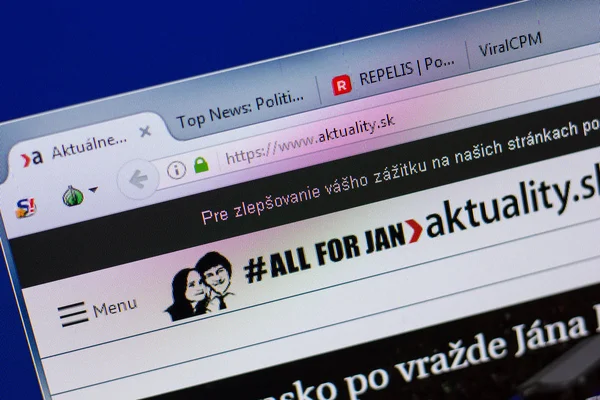 Ryazan, Rusya - 17 Haziran 2018: Aktuality ana web sitesi Pc, url - Aktuality.sk görüntüleme