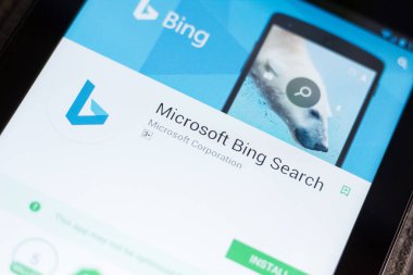 Ryazan, Rusya - 24 Haziran 2018: Microsoft Bing arama mobil uygulaması Tablet Pc ekranda