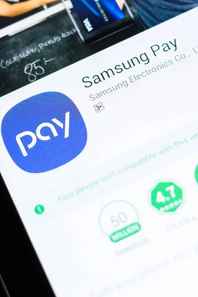 Рязань Россия Июня 2018 Года Мобильное Приложение Samsung Pay Дисплее — стоковое фото