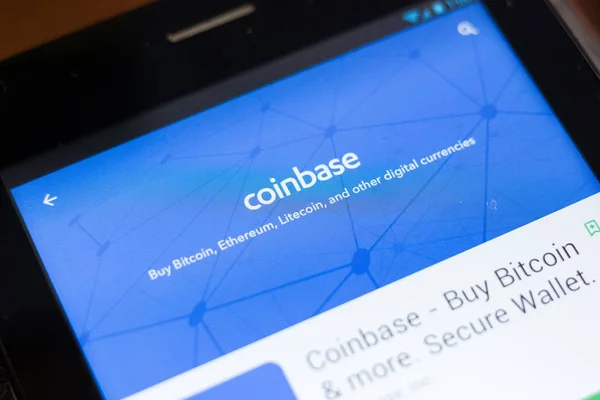 Ryazan, Rusya - 24 Haziran 2018: Coinbase - Bitcoin satın almak ve daha güvenli cüzdan Tablet Pc ekranda hareket eden app