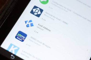Ryazan, Rusya - 24 Haziran 2018: Kodi simgesi üzerinde mobil uygulamalar listesi