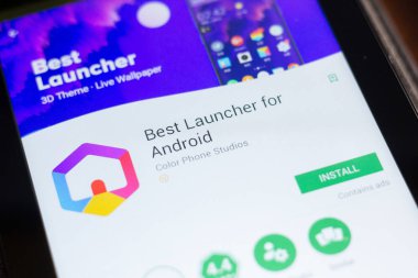 Ryazan, Rusya - 24 Haziran 2018: En iyi Launcher ekranda Tablet Pc Android hareket eden app için