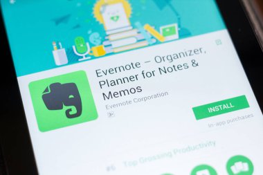 Ryazan, Rusya - 24 Haziran 2018: Evernote - Organizatör, planlayıcısı notları Tablet Pc ekranda hareket eden app için