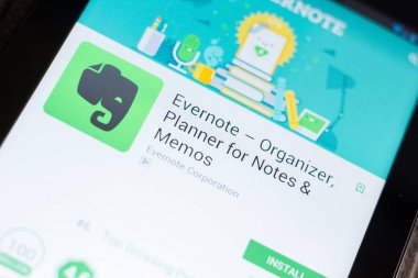 Ryazan, Rusya - 24 Haziran 2018: Evernote - Organizatör, planlayıcısı notları Tablet Pc ekranda hareket eden app için
